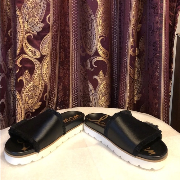 Sam Edelman Mares Satin Adjustable Slides, Black 8 - Picture 6 of 8